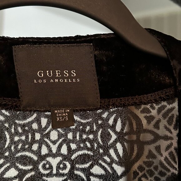 GUESS Los Angeles Black Velvet Burnout Fringe Boho Kimono XS/S - Picture 5 of 6